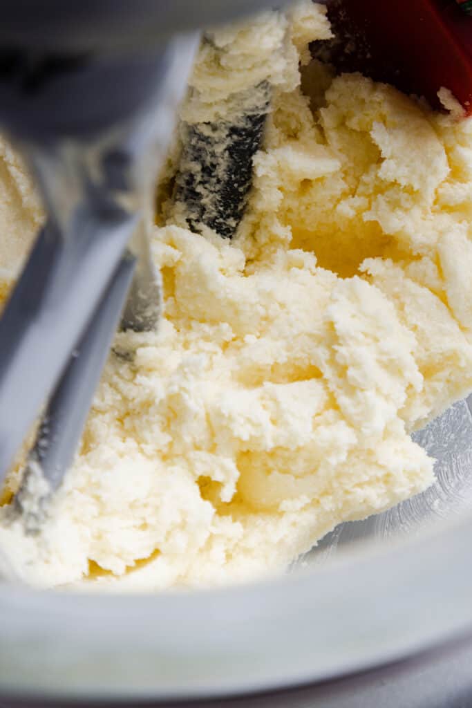 the butter and sugar creamed together in a mixing bowl