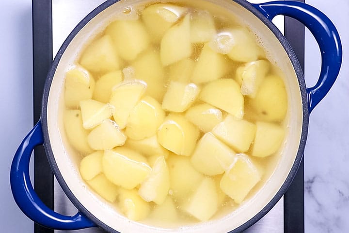 potatoes cooking in salted water