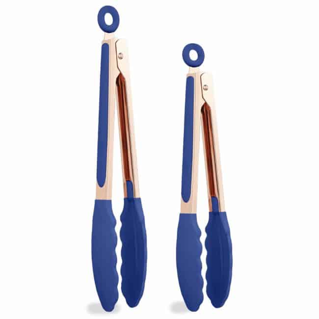 silicone tipped tong set with a white background