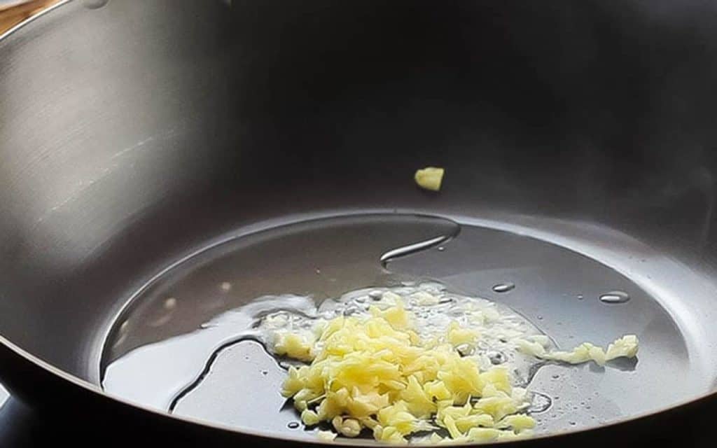 ginger and garlic added to the pan