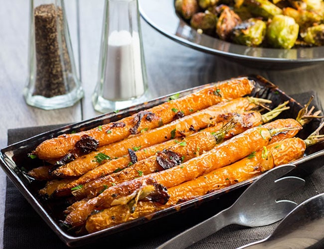 Garlic Roasted Carrots on a serving dish