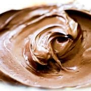 Chocolate Frosting swirled in a bowl ready to serve