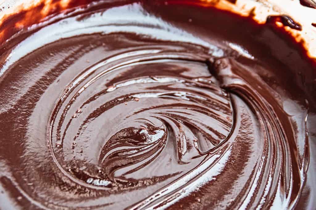 melted chcolate in a glass bowl