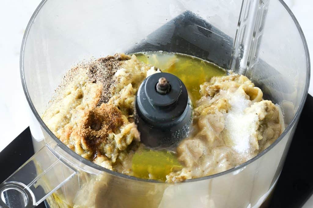 all of the ingrdeints in the bowl of a food processor