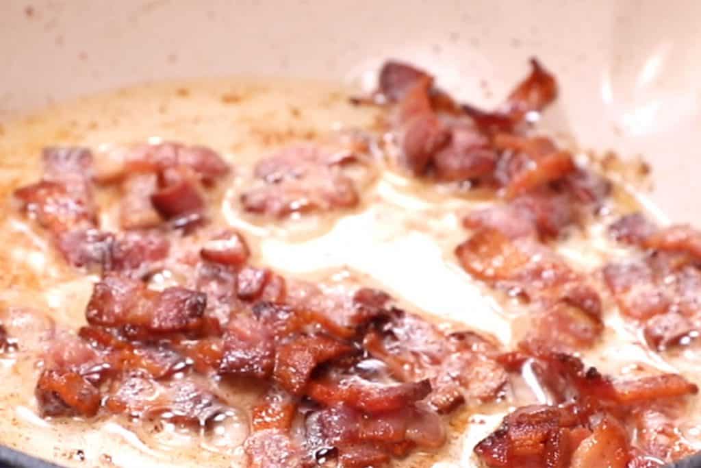 bacon cooking in a pan