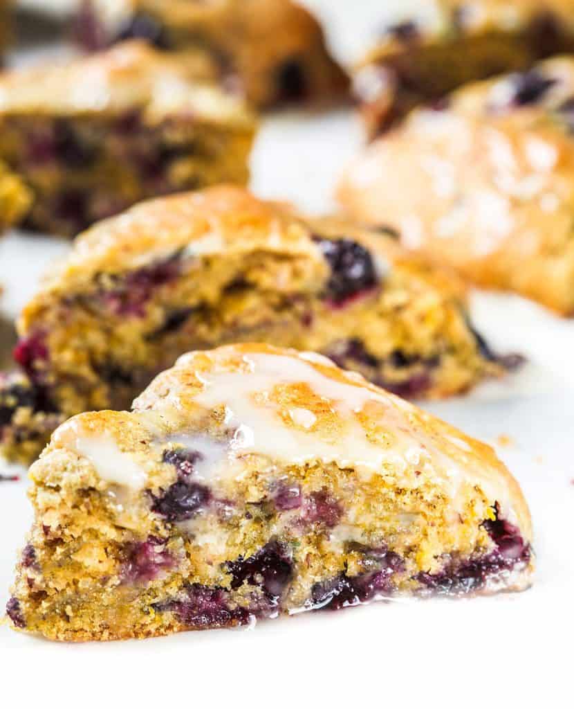 Freshly baked scones cut into slices