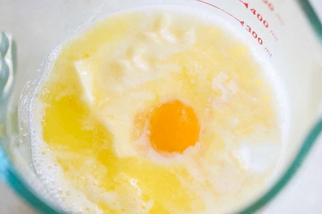 a bowl with all of the wet ingredients