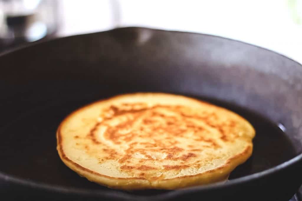 a cooked cancake in a pan