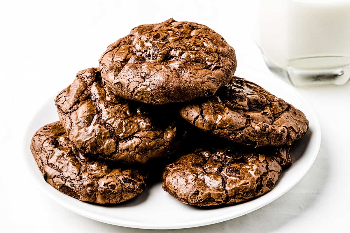 a pile of brownie cookies on a plate