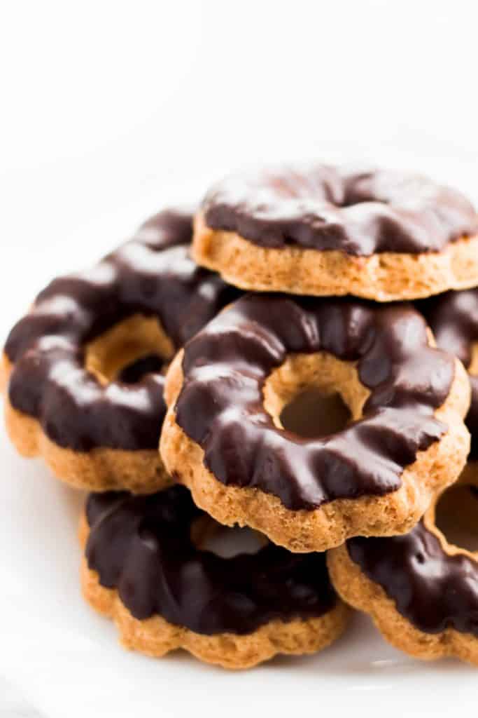 shortbread cookies dipped in chocolate stacked on top of each other