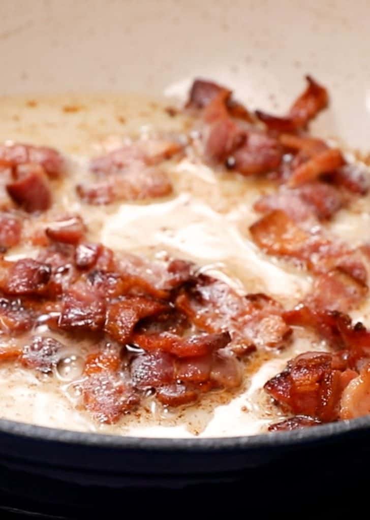 Bacon cooking in a pan