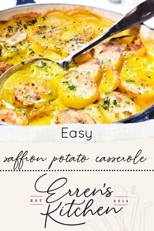 saffron potato casserole ready to serve