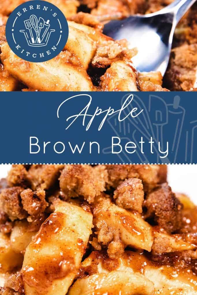a dish piled high with baked Apples and crumb topping