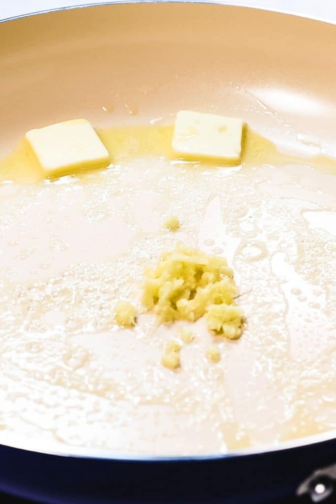 butter and garlic in a pan