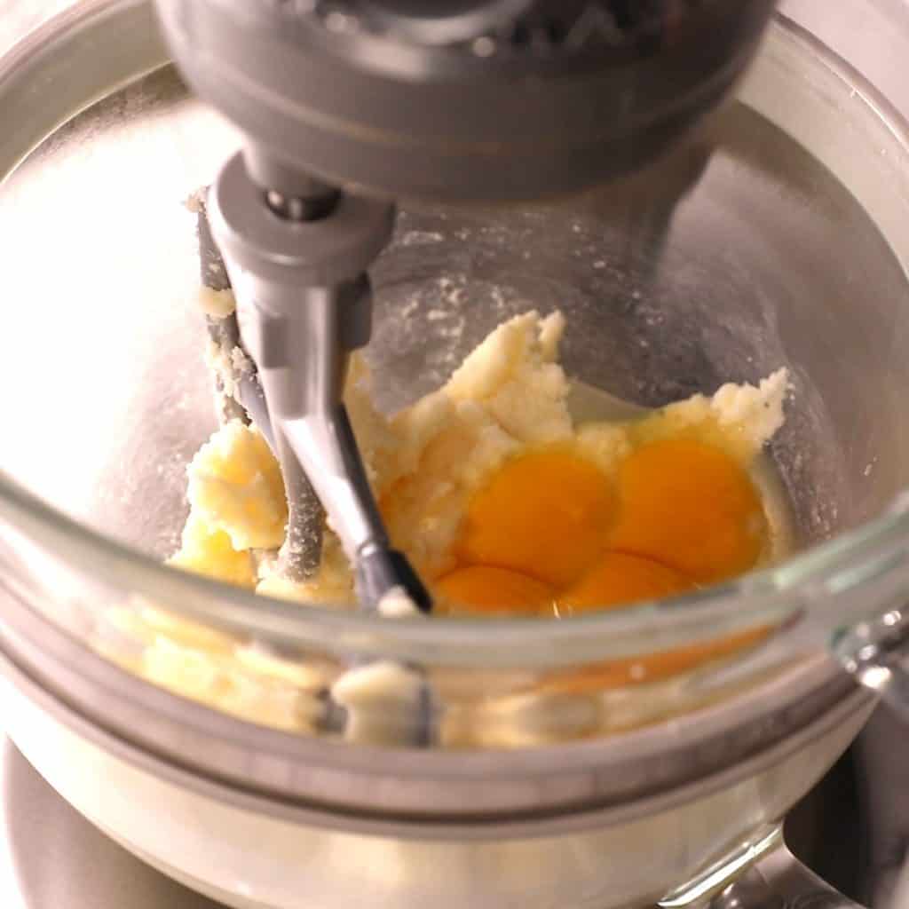 eggs added to creamed butter mixture