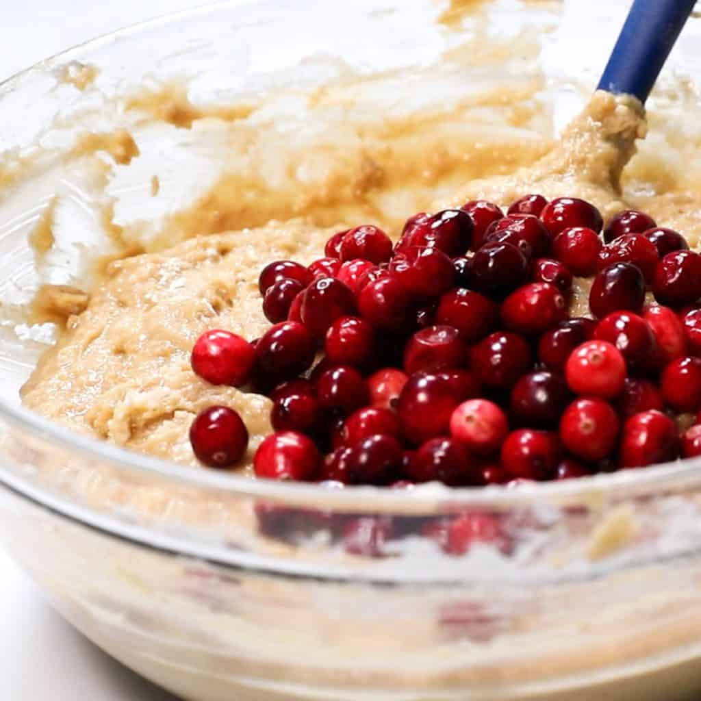 The cranberries added to the batter