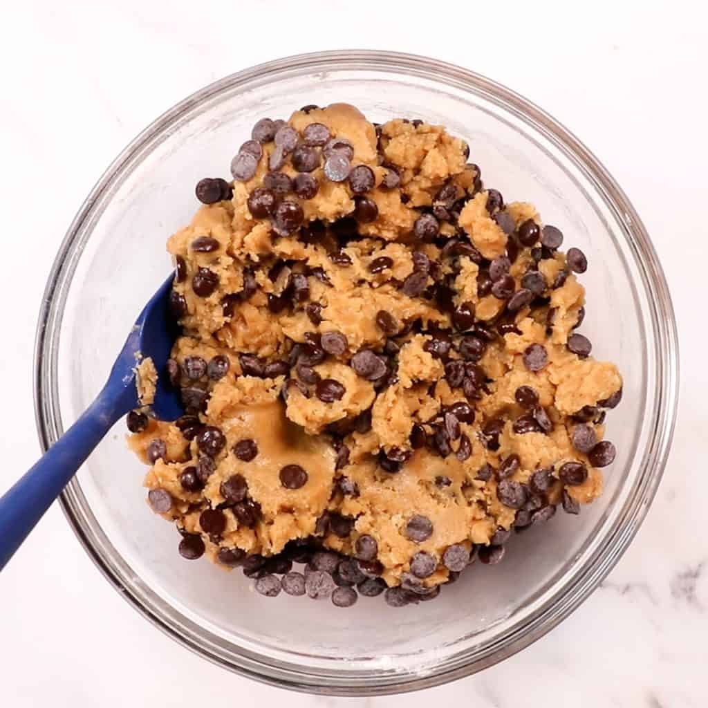 chcolatate chips added to the cookie dough