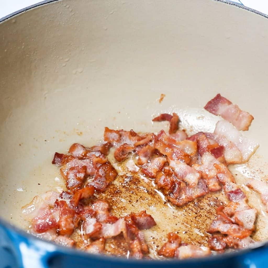 bacon cooking in a pan