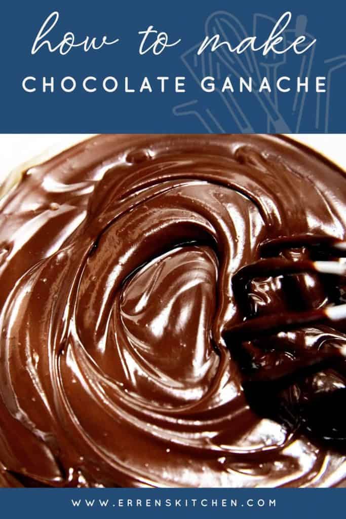 overhead shot of chocolate ganache being swirled with a whisk