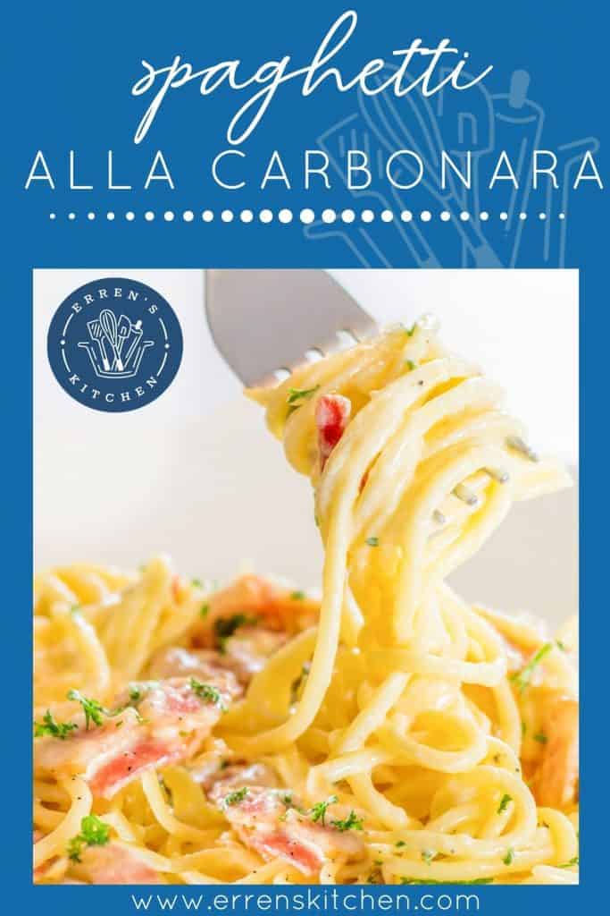 a fork twirling spaghetti Carbonara