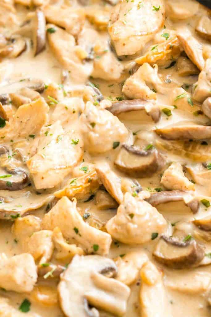 chicken and mushrooms in alfredo sauce