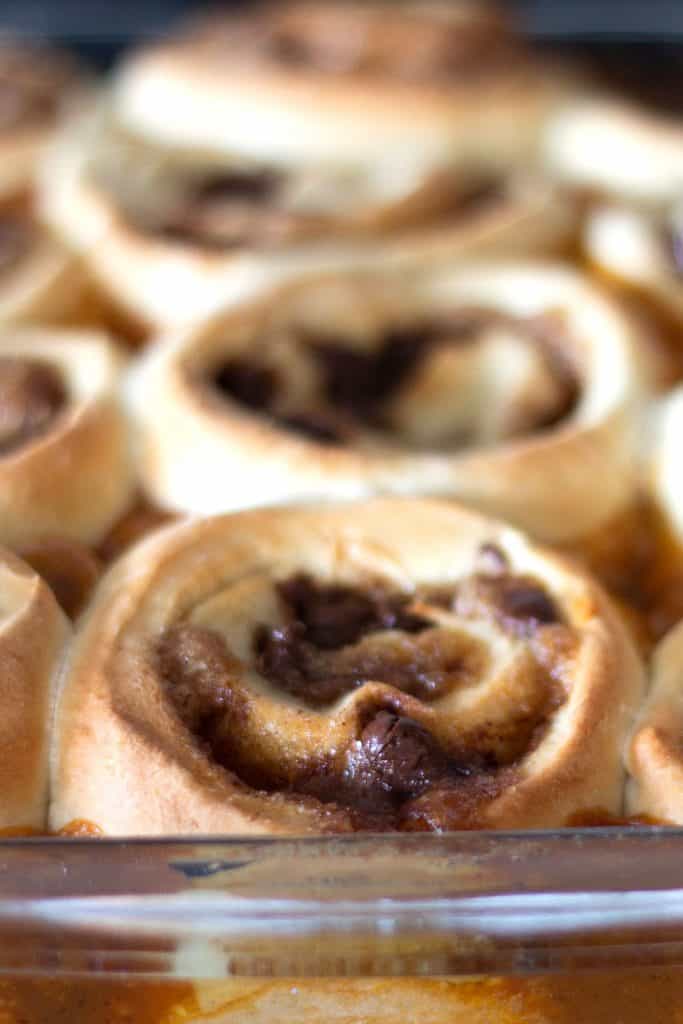 outrageous sticky buns straight out of the oven.