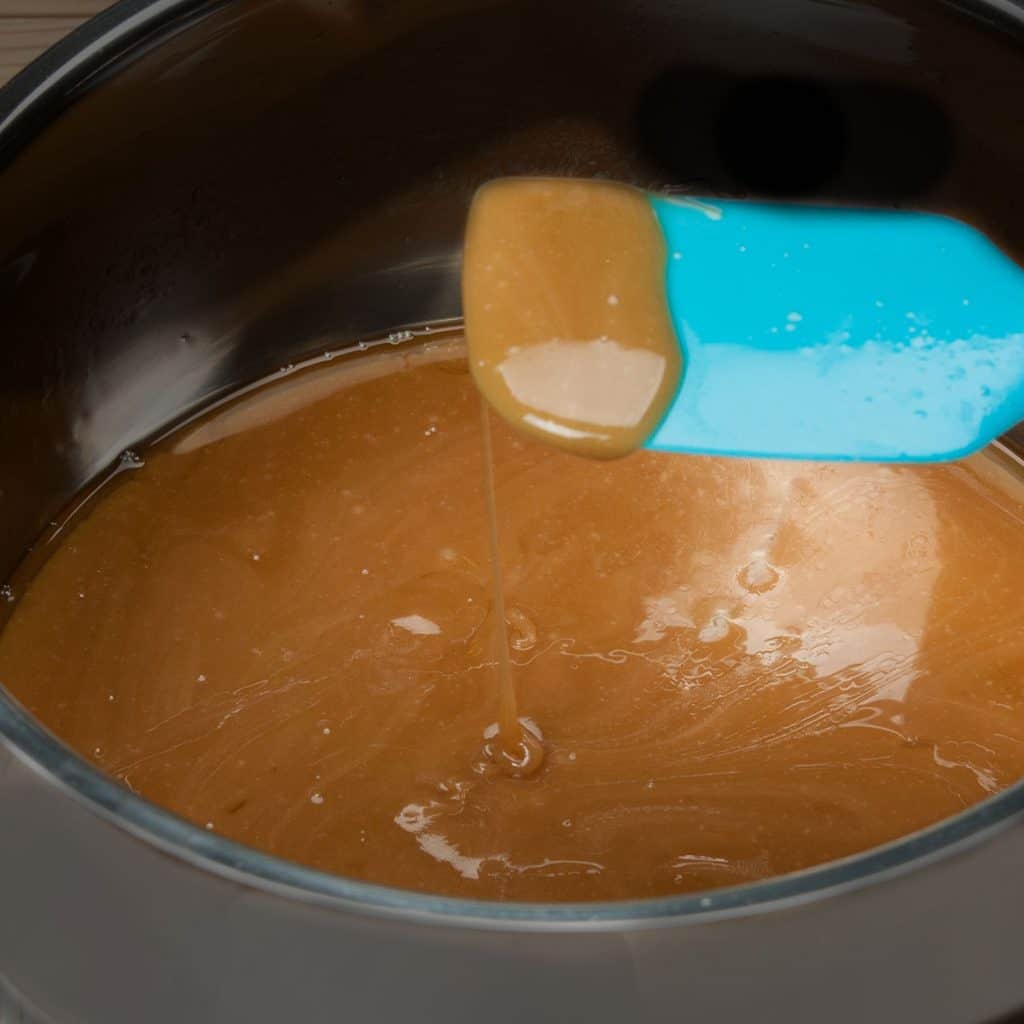 caramel cooking in a pan.