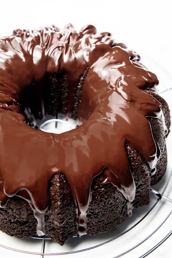 a fully glazed chocolate mayonnaise cake