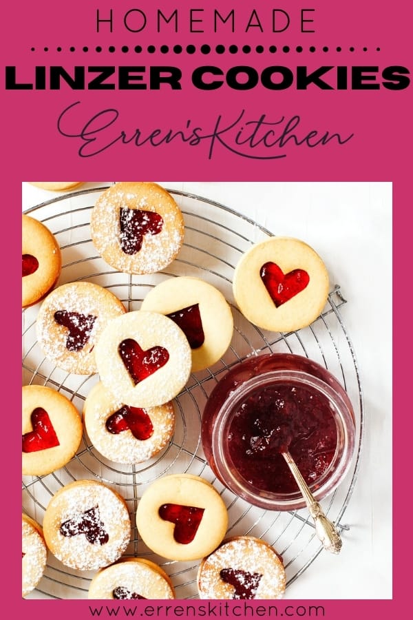 Traditional Linzer cookies with raspberry jam