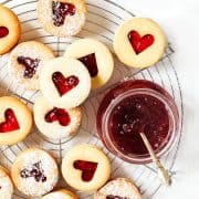 Traditional Linzer cookies with raspberry jam
