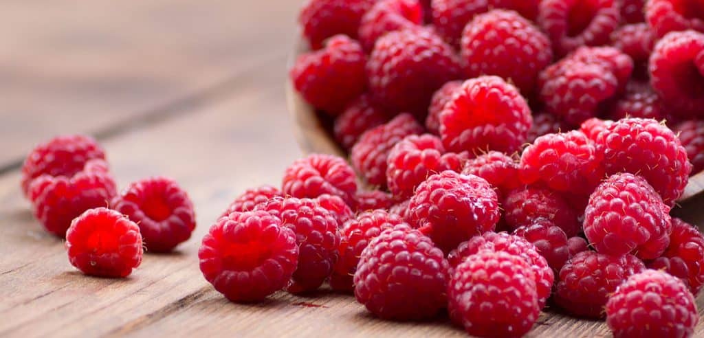 Ripe red raspberries