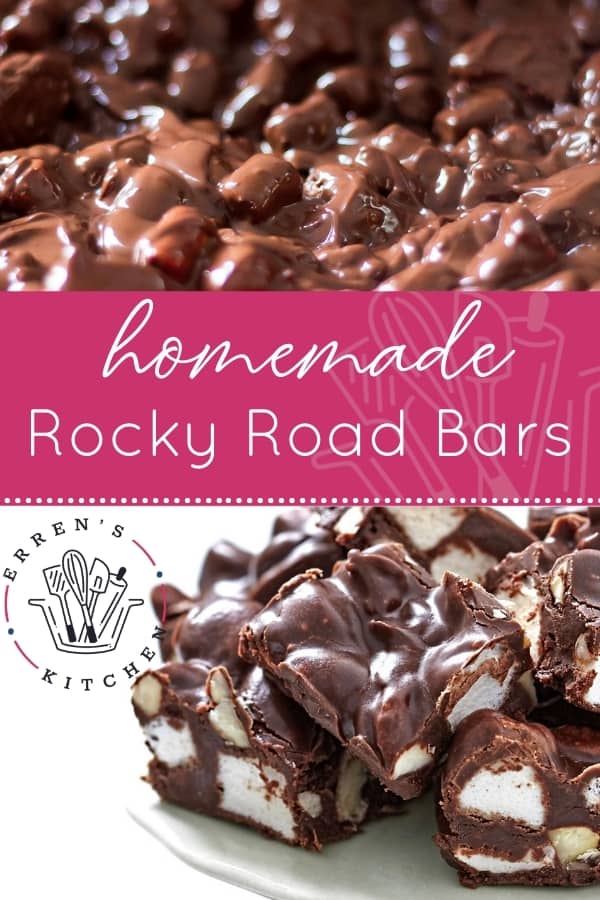 rocky road bars piled onto a dessert dish