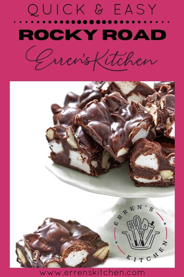 rocky road bars piled onto a dessert dish