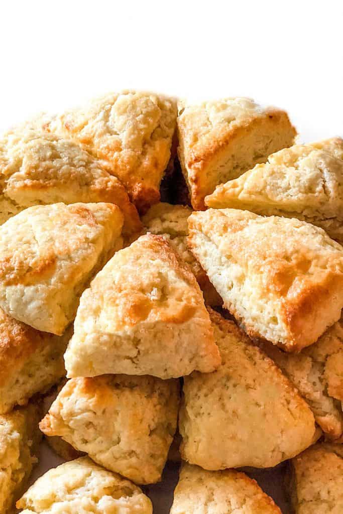 A piles of scones ready to eat