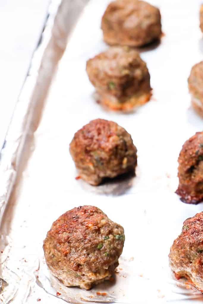 the baked meatballs straight out of the oven