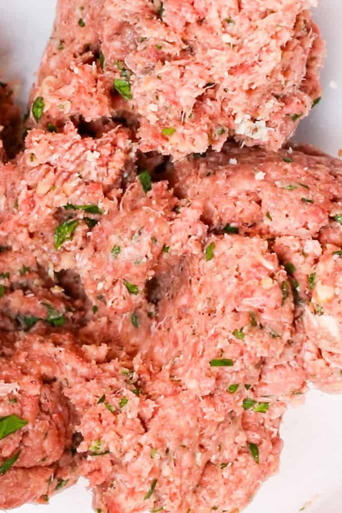 the meatball mixture ready to form