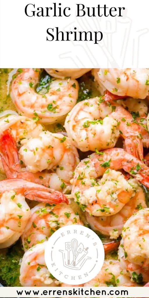 garlic butter shrimp in a pan ready to serve