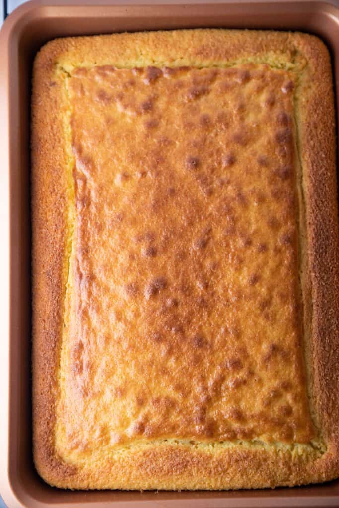 the baked cake straight out of the oven