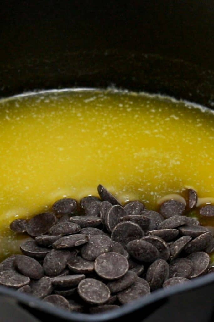 butter and chocolate melting in a pan