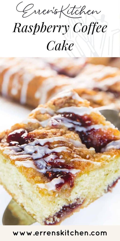 a piece of raspberry coffee cake ready to eat