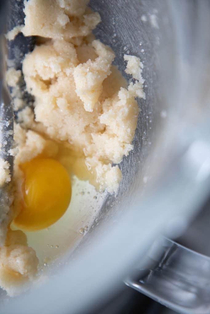 egg added to the butter and sugar