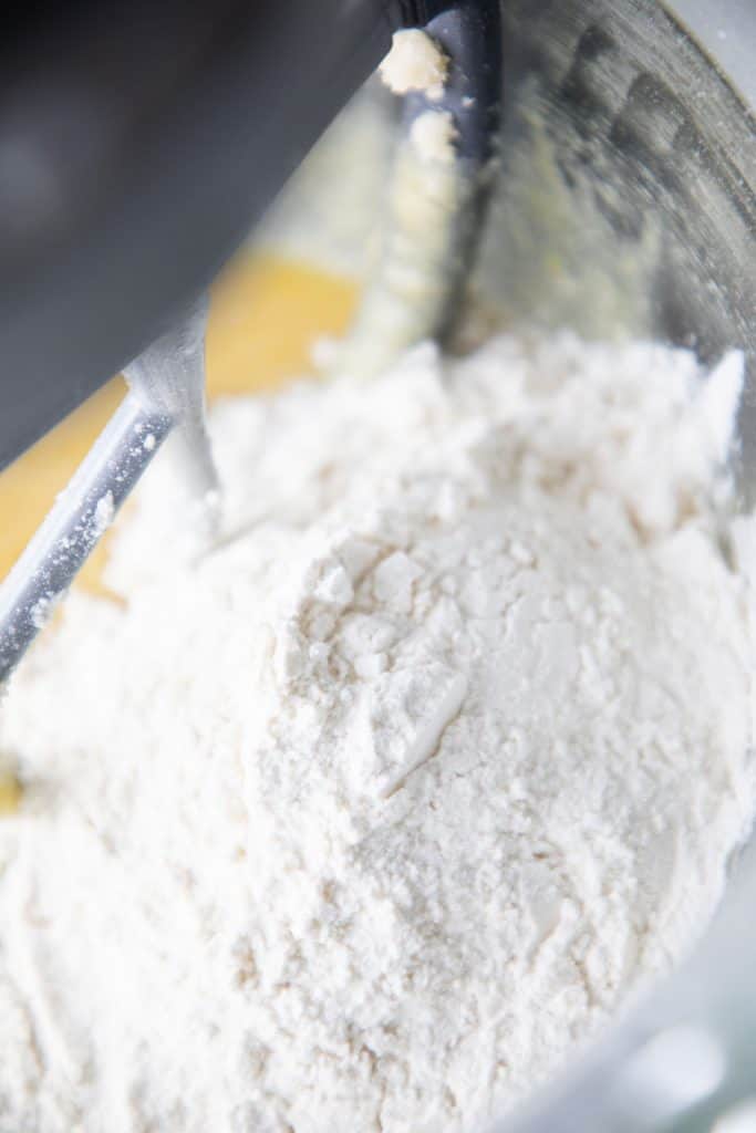 flour added to the batter.