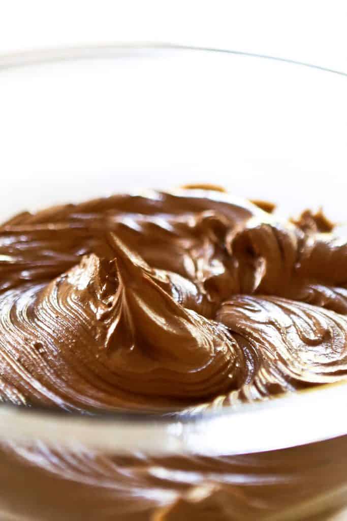 of chocolate frosting in a bowl