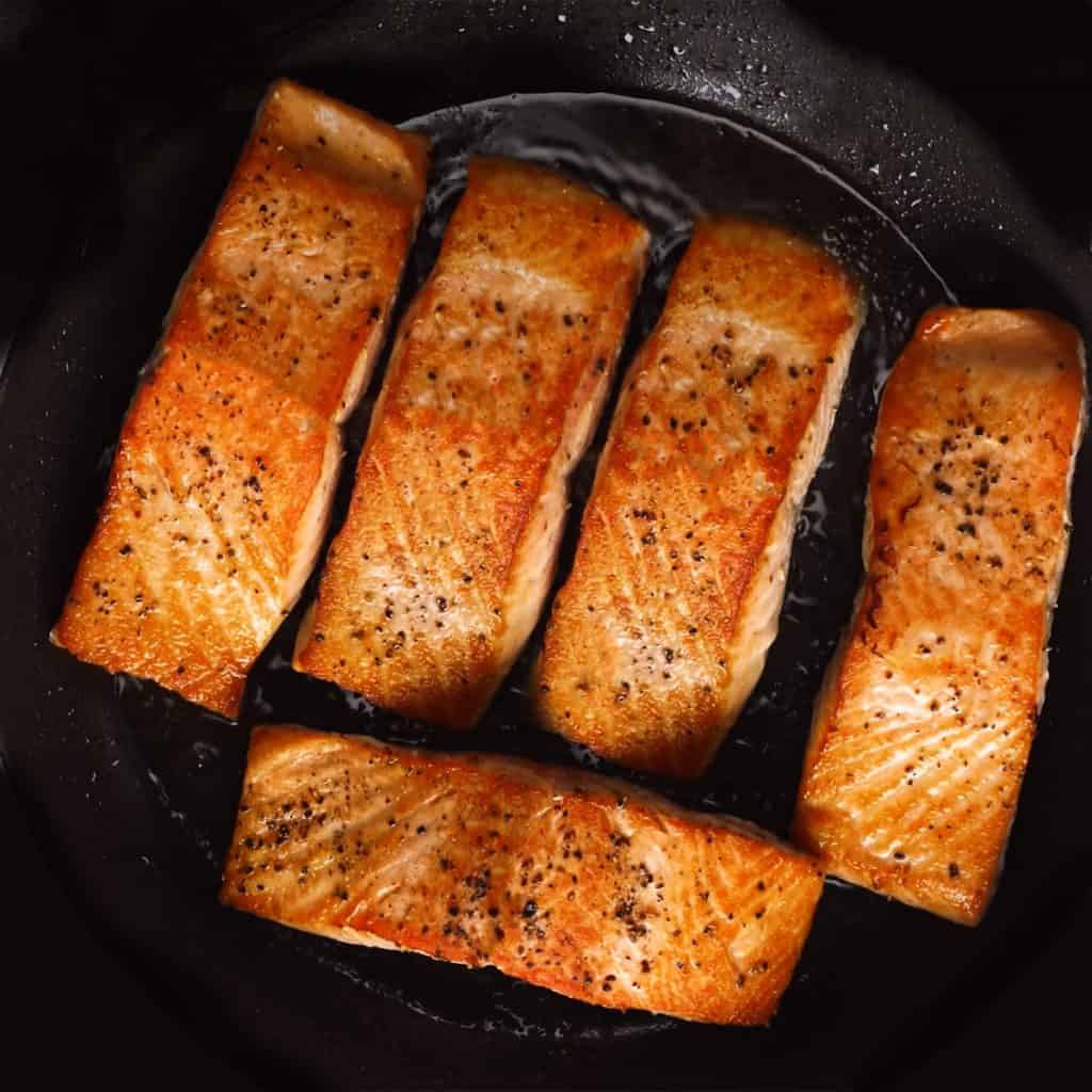 salmon in a pan