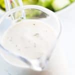 A glass jug of ranch dressing