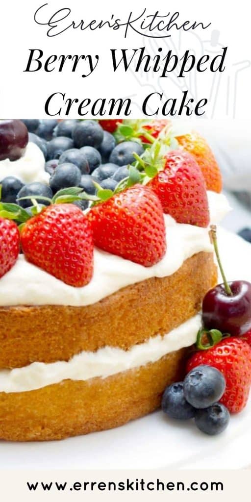 sponge cake with whipped cream and berries