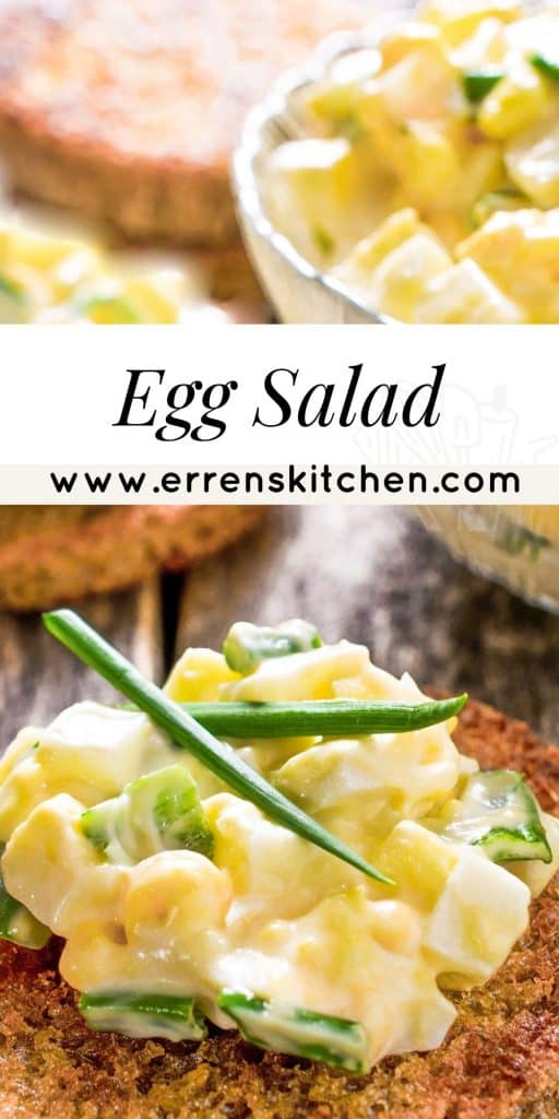 Egg salad with chives on a wooden background. Selective focus.