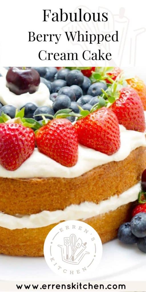 sponge cake with whipped cream and berries