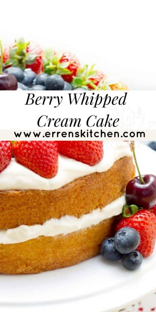 sponge cake with whipped cream and berries