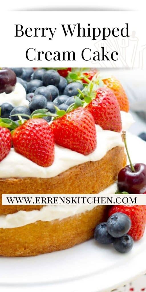 sponge cake with whipped cream and berries